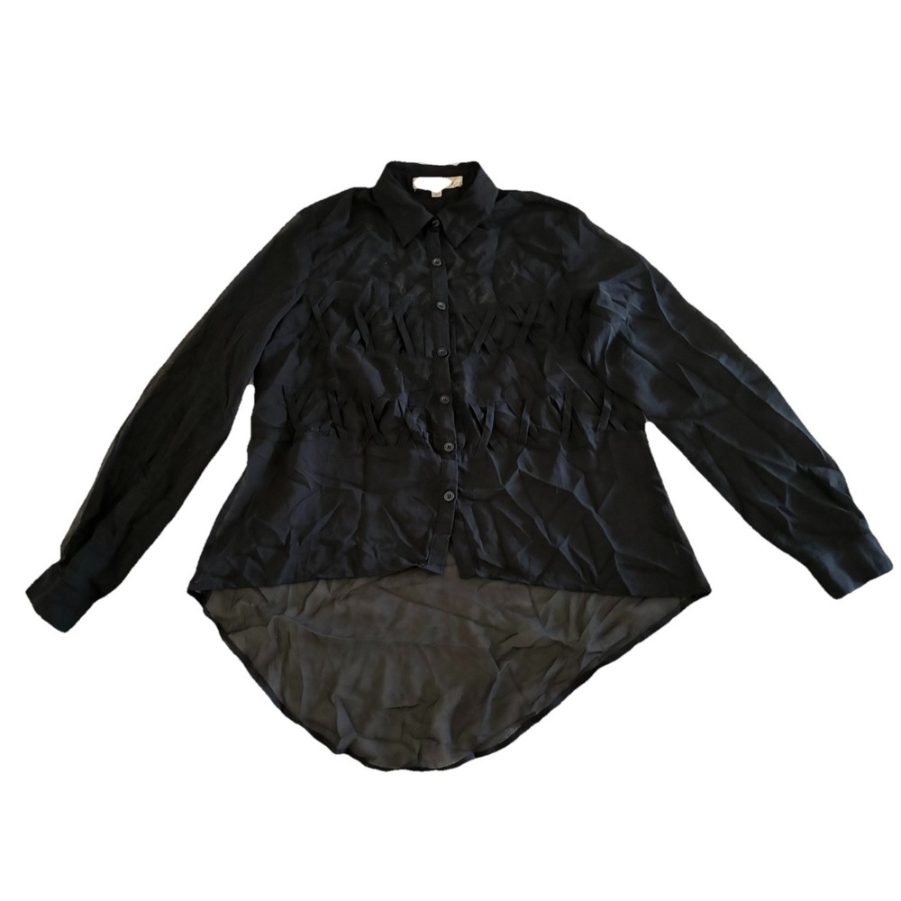 Penelope Blouse Women's M Black Whimsygoth Sheer Lace Hi-Low Vintage 90s